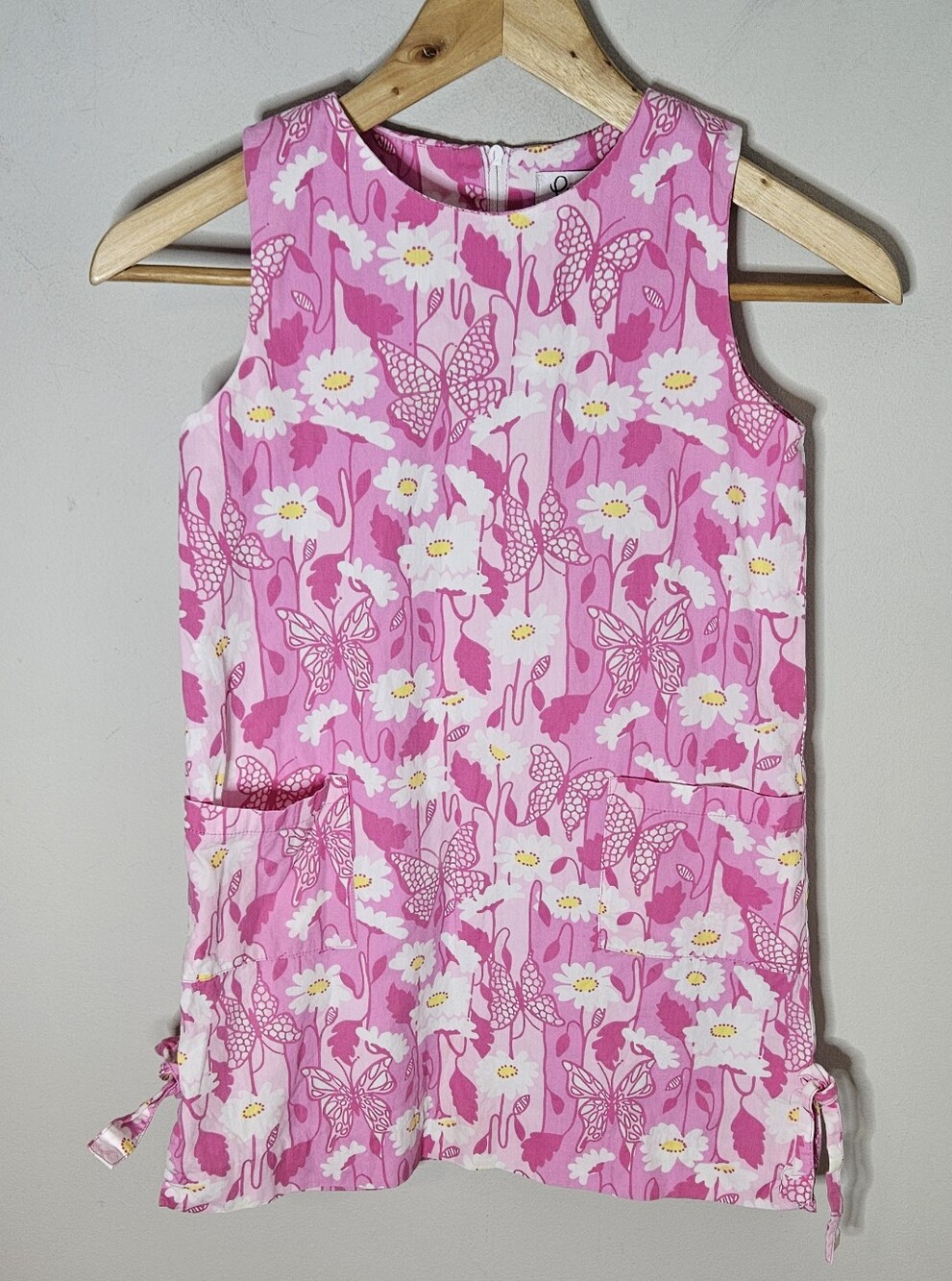 Lilly Pulitzer Pink Vintage Shift Dress Girls 7  Daisy Butterfly Fully Lined